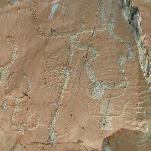 Gravures rupestres corniformes aux Merveilles © L. Malthieux / PnM