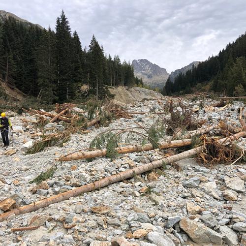 L'accès à la Madone de Fenestre après la tempête Alex