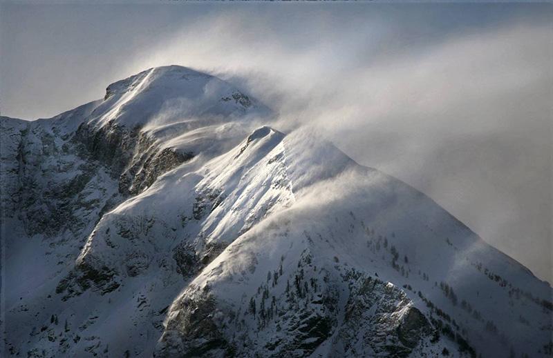 Le Cheval de Bois, (2838 m), enneigé au mois de décembre
