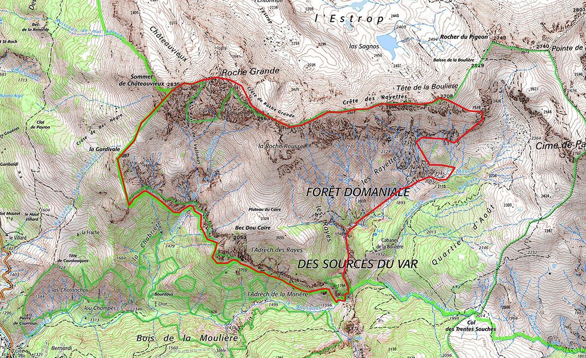 Carte de la réserve intégrale de Roche Grande