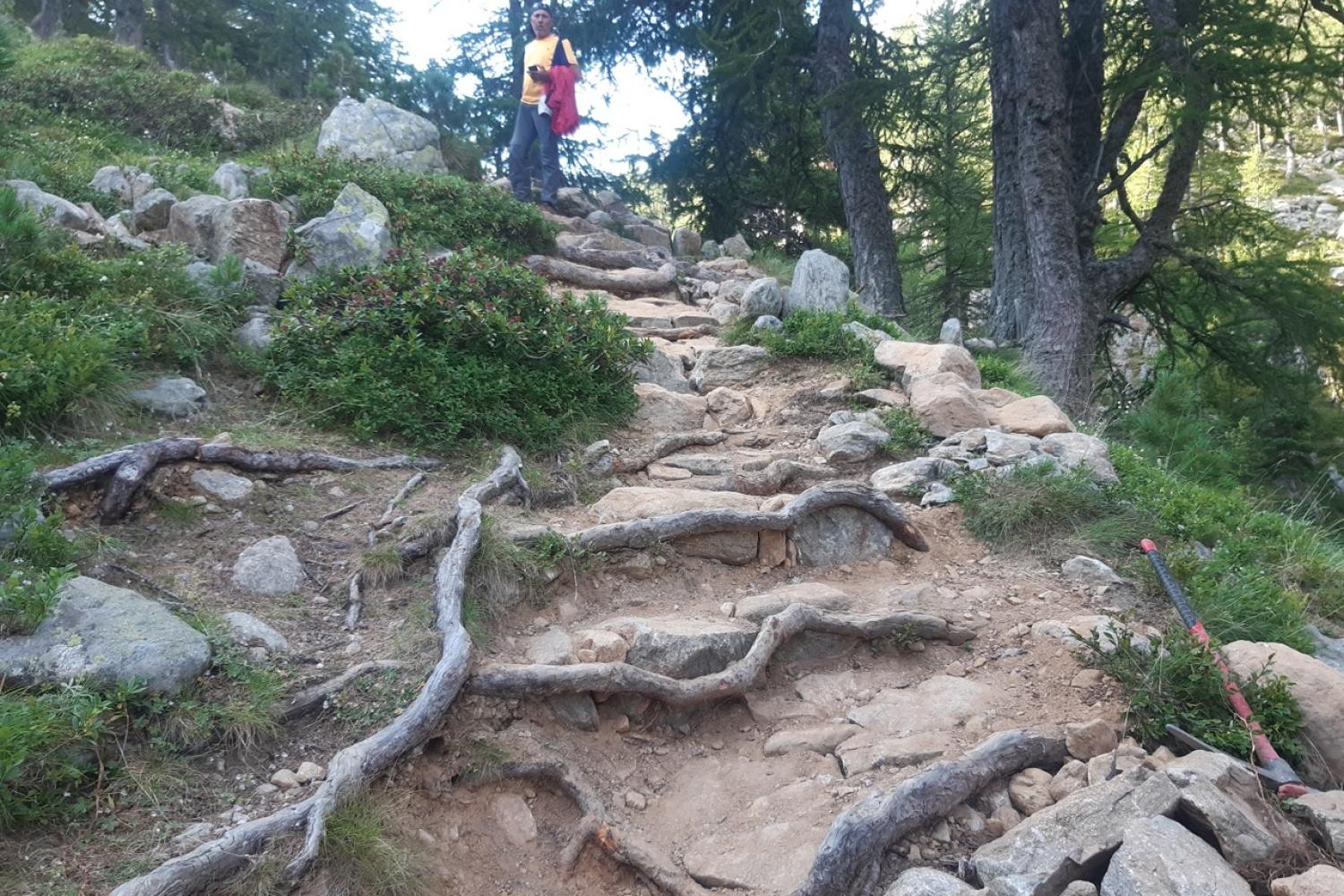 Travaux sentier en Vésubie : Vallon du Ponset © J. Chaudet / PnM